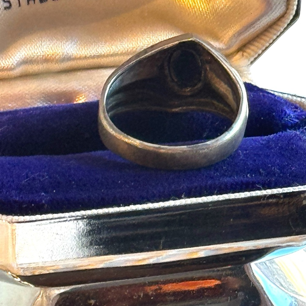 Mens MC Mid century 1960s sterling silver modernist 925 hematite ring - Picture 6 of 9